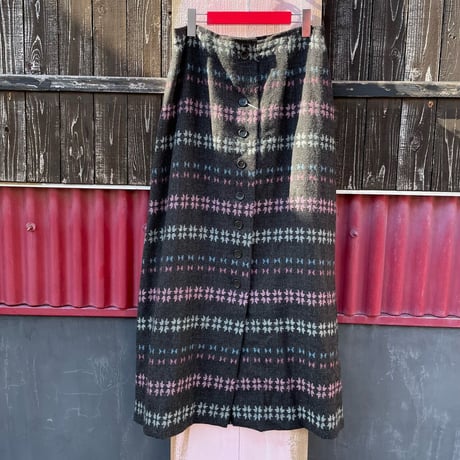 70’S NORDIC WOOL LONG SKIRT [S-0021]
