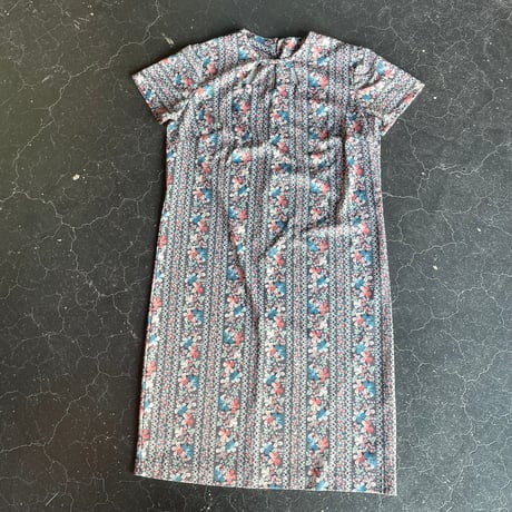 60-70’S FLOWER POLY DRESS [S-0955]