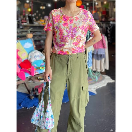 60-70’S FLOWER NYLON TEE [S-3395]