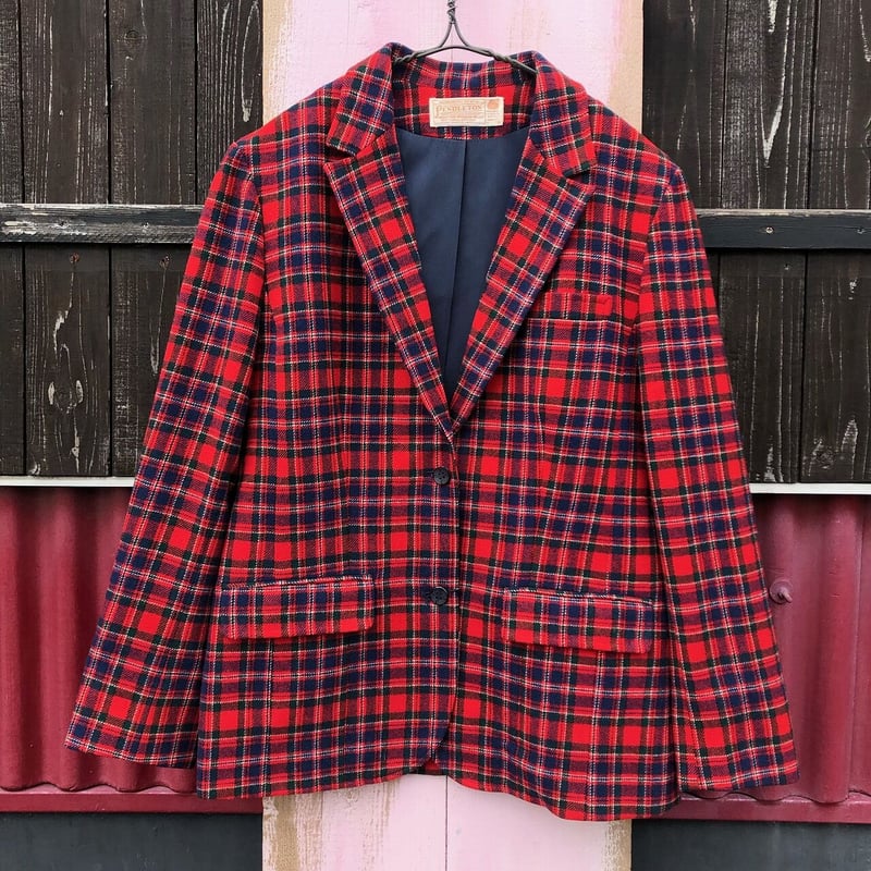 70'S PENDLETON CHECK WOOL TAILORED JACKET [S-29...