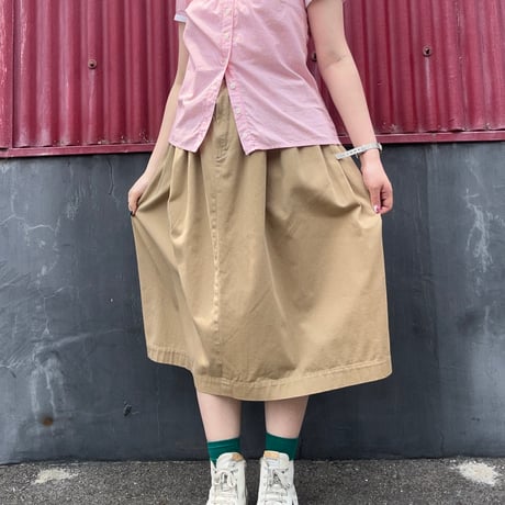 70’S COTTON TUCK DESIGN LONG SKIRT [S-1179]