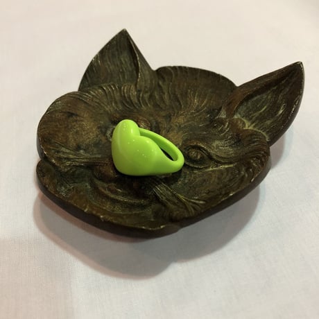 80’S LIME GREEN HEART RING [S-2152]