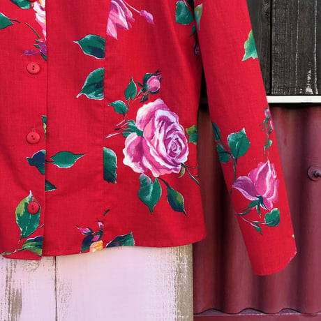 80’S FLOWER PRINT COTTON SHIRT [S-0503]