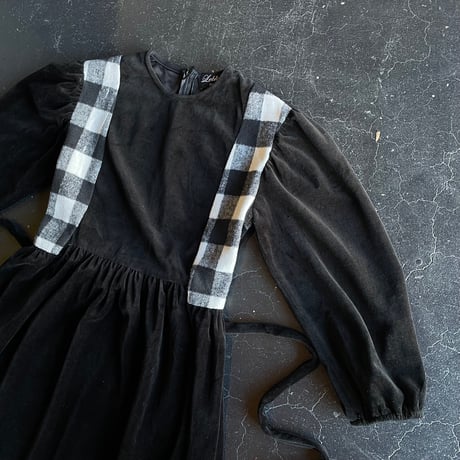 CHECK VELOUR LONG DRESS [S-1667]