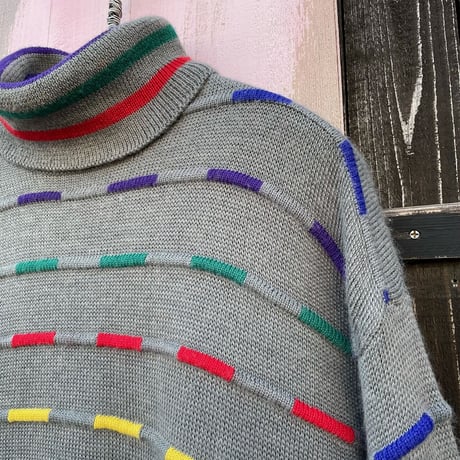 80’S COLORFUL DESIGN TURTLE KNIT [S-4065]