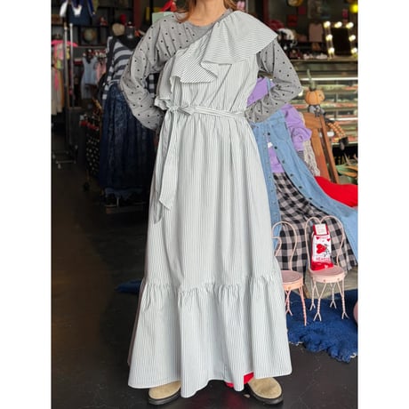 ONE SHOULDER STRIPE DRESS [S-2983]
