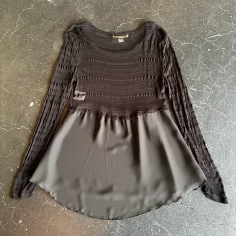BORDER KNIT×SHEER TOPS [S-3554]