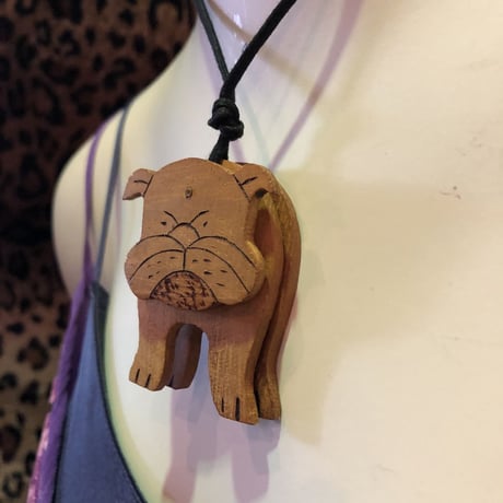 DOG MOTIF WOOD NECKLACE [HP-0922]
