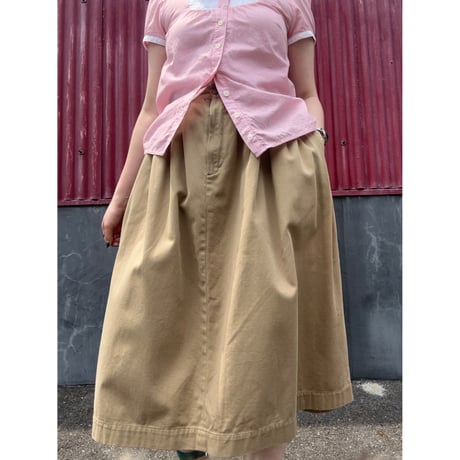 70’S COTTON TUCK DESIGN LONG SKIRT [S-1179]
