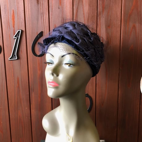 60’S TULLE DESIGN TOQUE HAT [HP-0183]