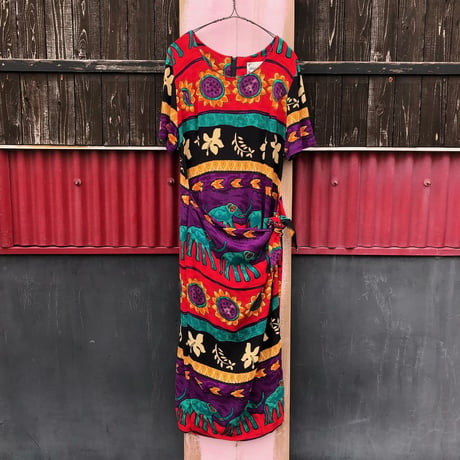 ETHNIC PRINT LAP DESIGN DRESS [S-2991]