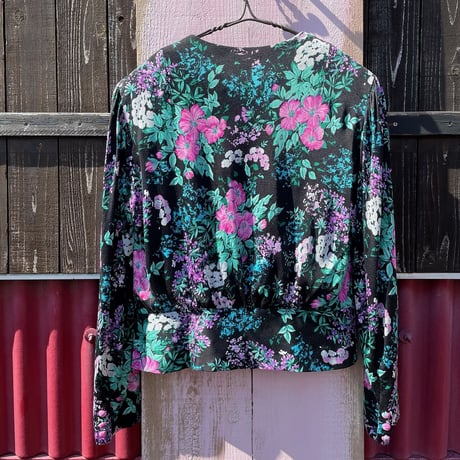 80’S FLOWER DESIGN BLOUSE [S-4844]