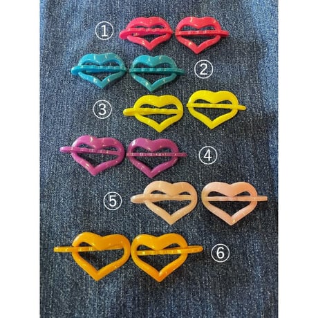 HEART HAIR CLIP SET(Yellow) [S-6068]
