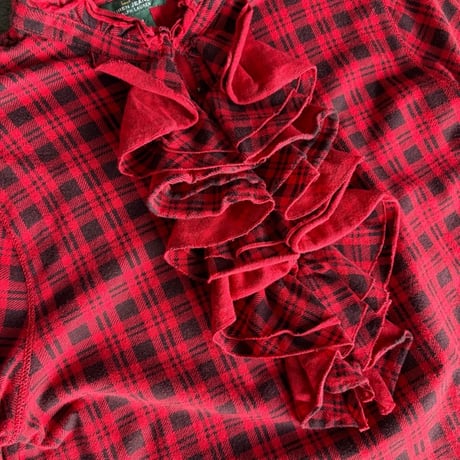 CHECK FRILL COTTON TOPS [S-3199]