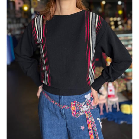 70’S STRIPE DESIGN WOOL KNIT [S-0497]