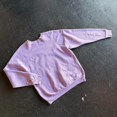 80'S COLORFUL EARTH WORM EMBREIDERY SWEAT [S-1026]