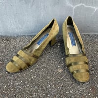RIBBON DESIGN SUEDE PUMPS 25.5㎝ [S-4267]