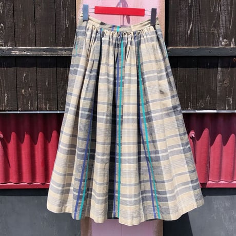 70'S CHECK PATTERN LONG SKIRT [HP-1377]