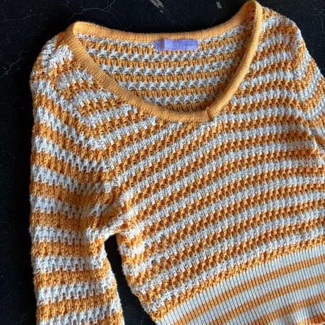 BORDER COTTON SHORT KNIT [S-3442]