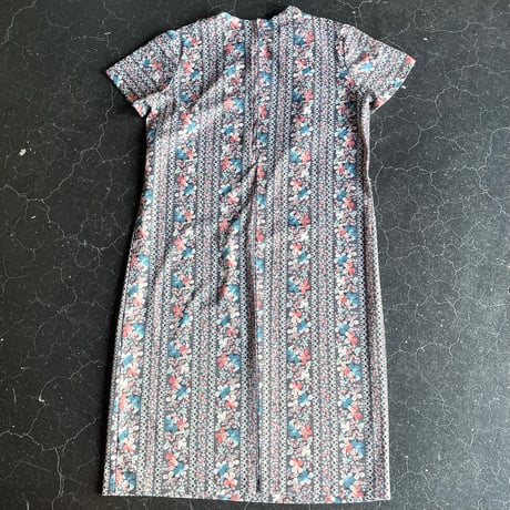 60-70’S FLOWER POLY DRESS [S-0955]