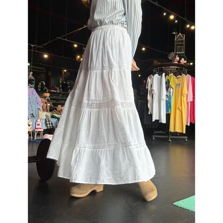EMBROIDERY INDIA COTTON SKIRT [S-3769]