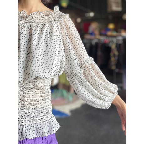 HEART OFFSHOULDER SHEER BLOUSE [S-0237]
