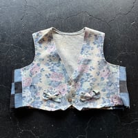 FLOWER DENIM SHORT VEST [S-1476]