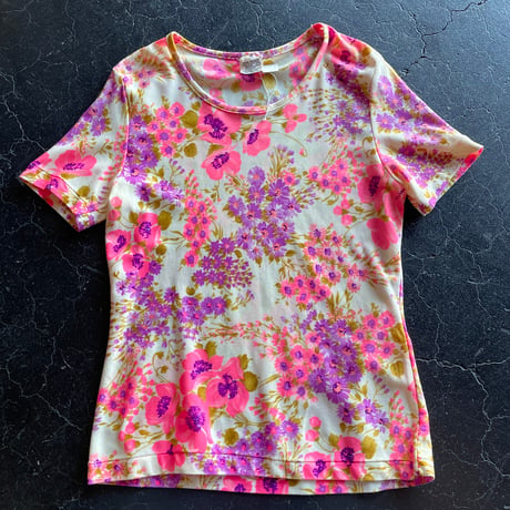 60-70’S FLOWER NYLON TEE [S-3395]