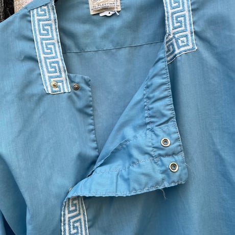 70’S GREECE MEANDER SLEEPING GOWN [S-7323]