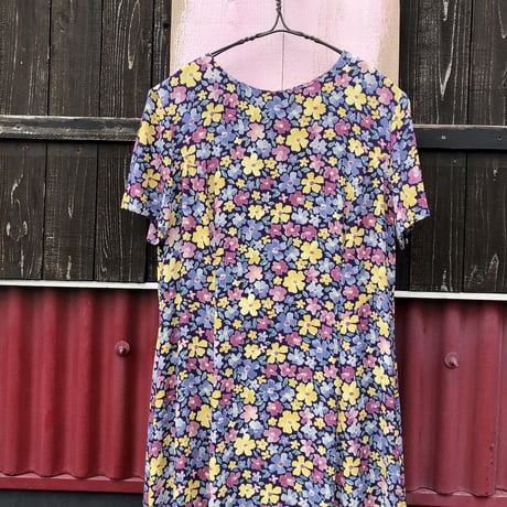 FLOWER PRINT RAYON LONG DRESS [S-1892]