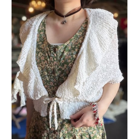 70’S COTTON CROCHET FRILL BORELO [S-4198]