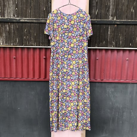 FLOWER PRINT RAYON LONG DRESS [S-1892]