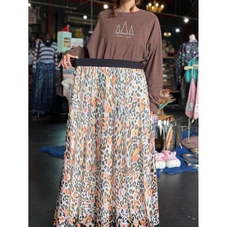 LEOPARD TULLE LONG SKIRT [S-2753]