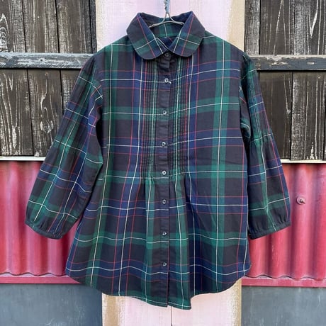 CHECK TUCK SLEEVE BLOUSE [S-1530]