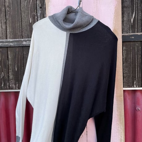 MONOTONE DOLMAN SLEEVE TURTLE KNIT [S-0333]