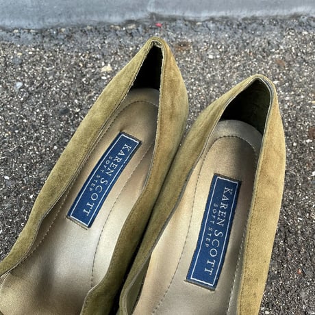 RIBBON DESIGN SUEDE PUMPS 25.5㎝ [S-4267]