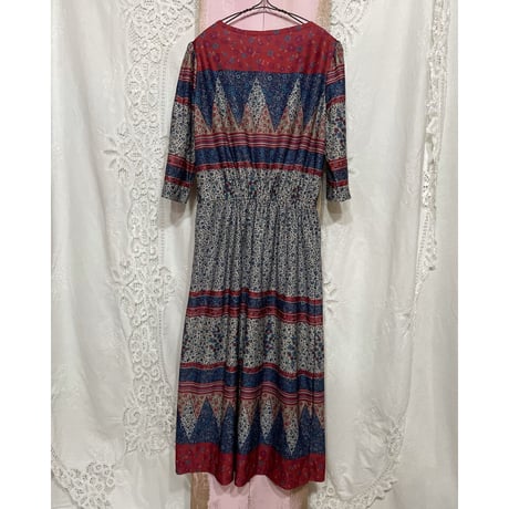 70’S FLOWER POLY DRESS [S-6593]