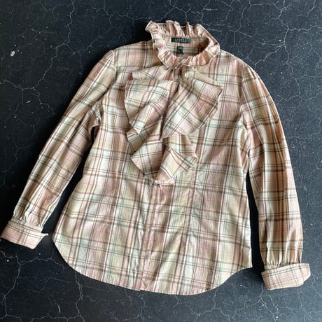 ”RALPH LAUREN” CHECK FRILL SHIRT [S-4347]