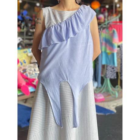 STRIPE ONESHOULDER TOPS [S-4215]