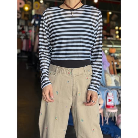 BORDER SHEER TOPS [S-3302]
