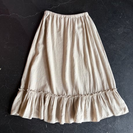 LINEN FRILL LONG SKIRT [S-3807]