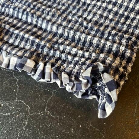 GINGHAMCHECK SHIRRING BARETOP [S-3861]