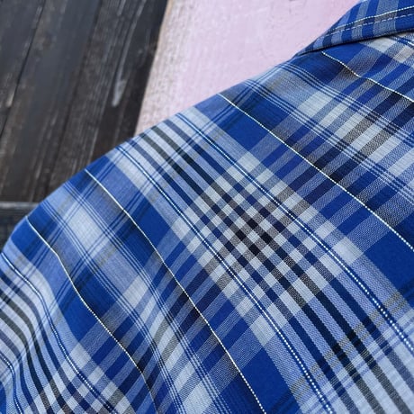 70’S BLUE×SILVER CHECK SHIRT [S-7615]