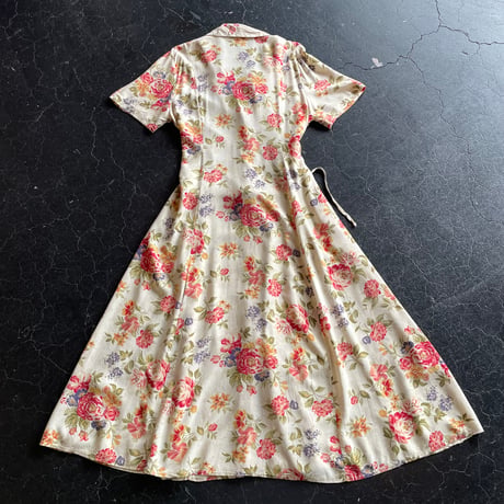 90’S FLOWER LACEUP DRESS [S-4151]