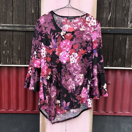 FLOWER PRINT VELOUR CUT&SEWN [S-1193]