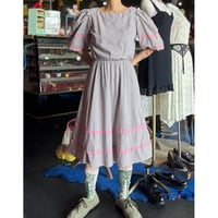 70'S STRIPE PUFFSLEEVE DRESS [S-4423]