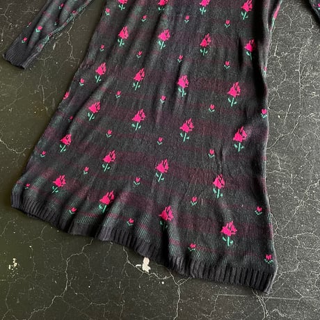 80’S FLOWER KNIT DRESS [S-1678]