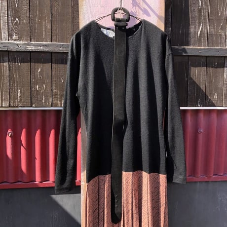 70-80’S KNIT×PLEATS DESIGN DRESS [S-2686]