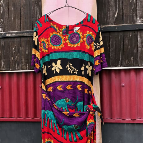 ETHNIC PRINT LAP DESIGN DRESS [S-2991]