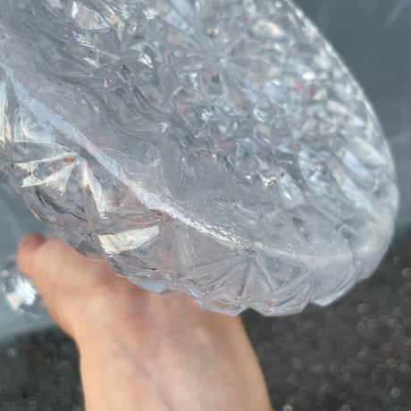 Vintage CLEAR CUT DESIGN LARGE DECANTER GLASS [J-039]
